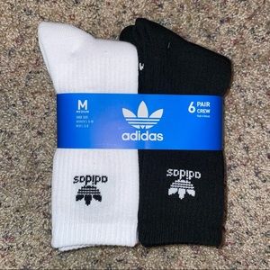 🏀NWT- adidas Originals Adult Medium Trefoil Crew Socks (6-pair)